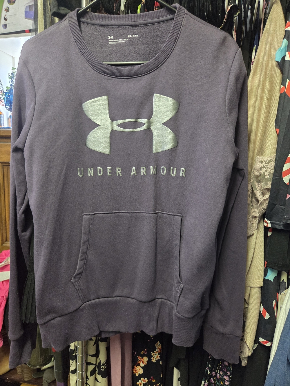 Under Armour Womens Crewneck Sweatshirt - Deep Plum with Silver Logo